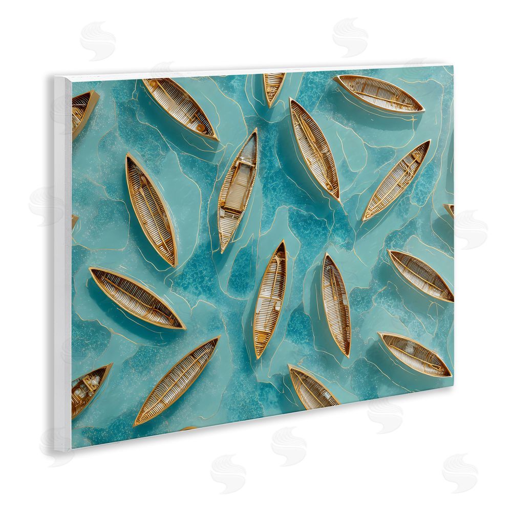 Franklyn Gregory Harmonious Canoes on Water Wooden Wall Plaque Art Print