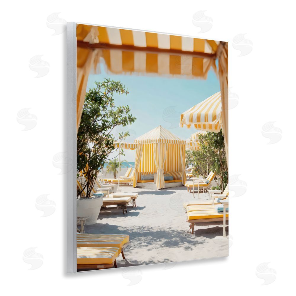Franklyn Gregory Yellow Striped Beach Cabanas Wall Plaque Printed Art