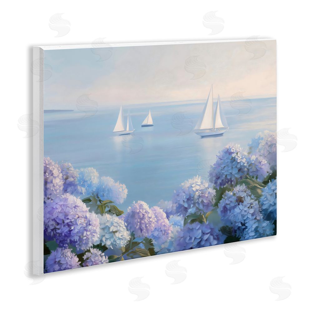 LSR Design Studio Sailboats & Hydrangeas at Sea Wall Plaque Printed Art
