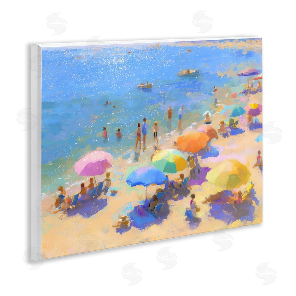 LSR Design Studio Colorful Day at Beach Wall Plaque with Fixed Lithograph Print