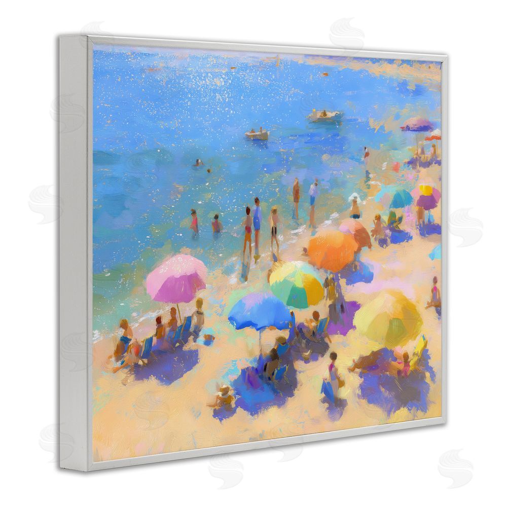 LSR Design Studio Colorful Day at Beach White Framed Giclee Wall Art Print
