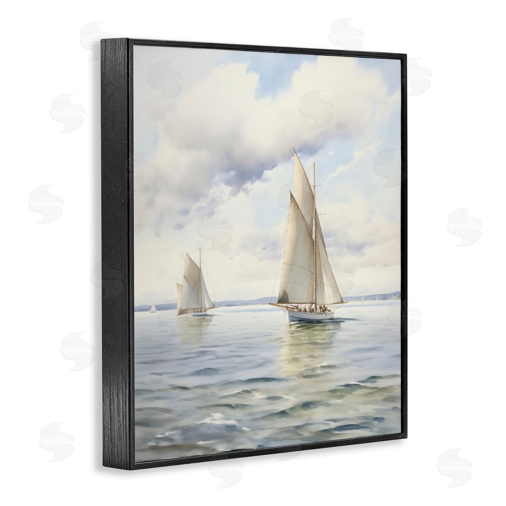 LSR Design Studio Sailing Toward a Tranquil Horizon Black Framed Giclee Wall Art Print