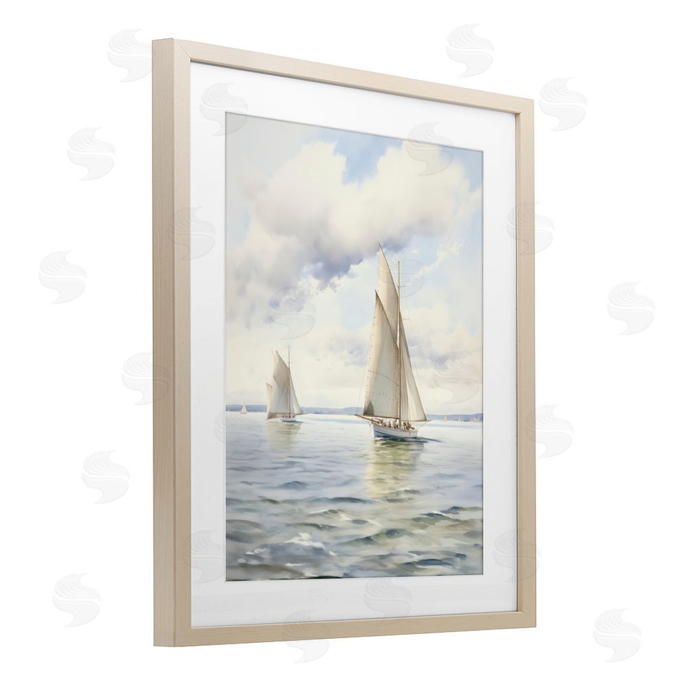 LSR Design Studio Sailing Toward a Tranquil Horizon Brown Framed Print Under Glass with White Mat Wall Art