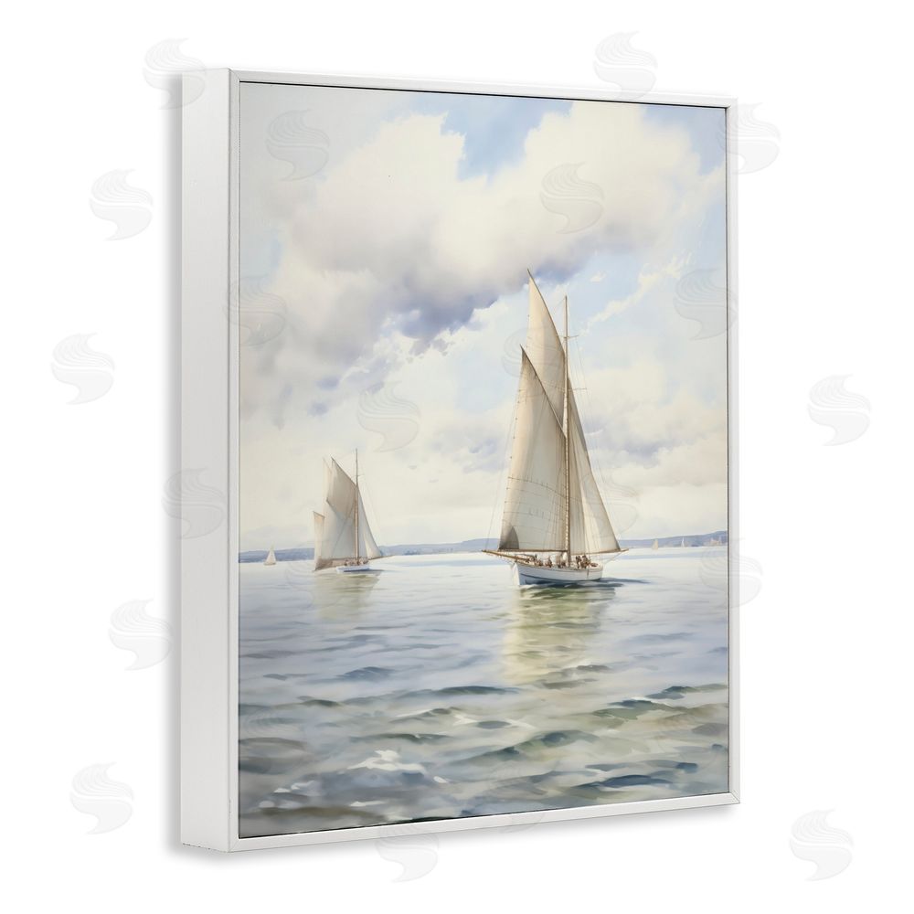 LSR Design Studio Sailing Toward a Tranquil Horizon White Framed Giclee Wall Art Print