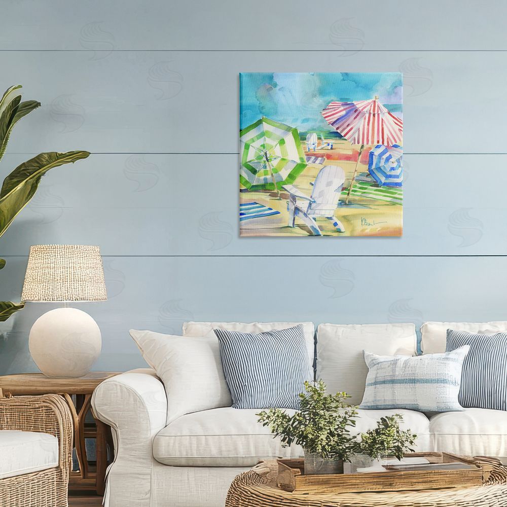Paul Brent Ventura Beach Umbrellas Stretched Canvas on Wall
