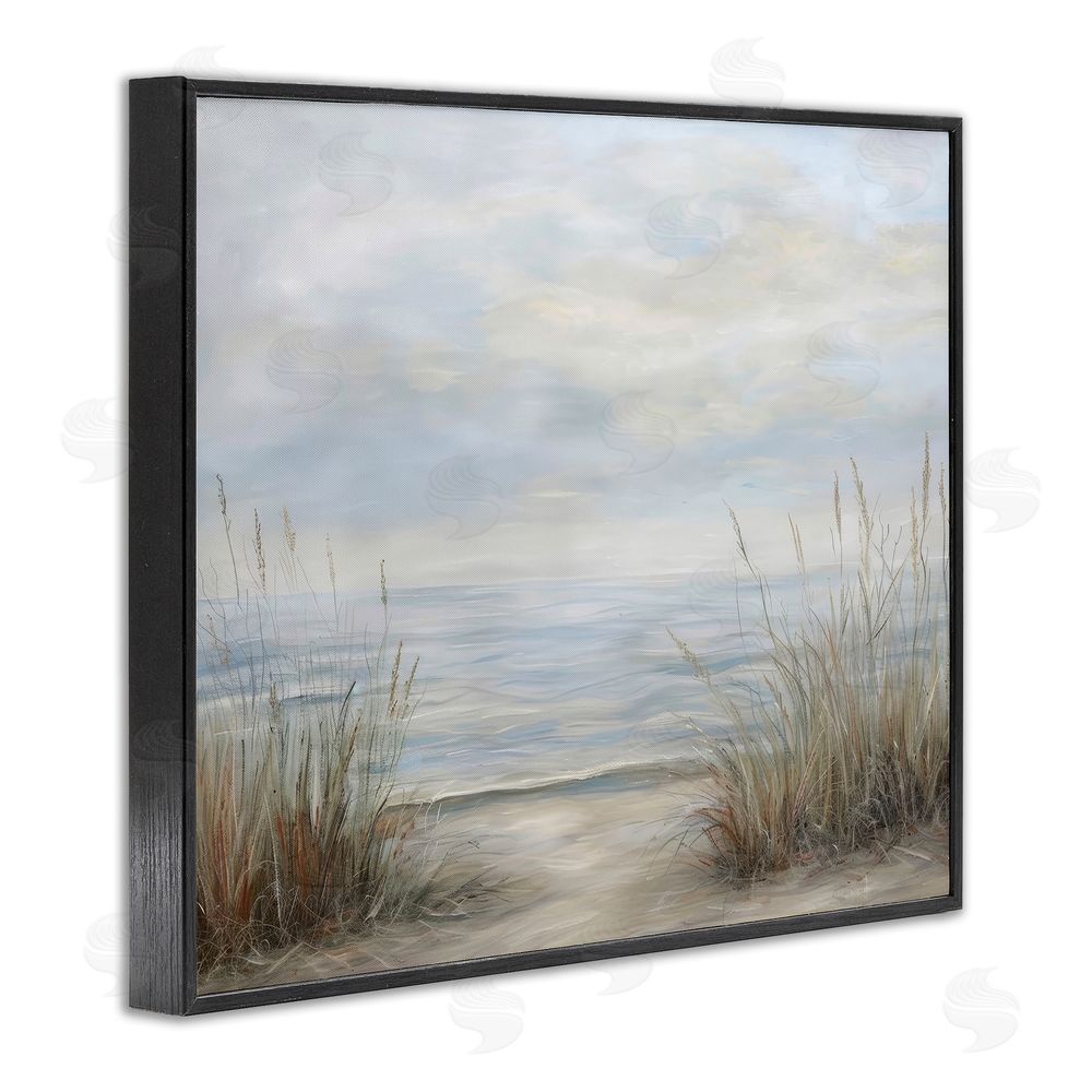 Petal Prints Design Silent Beach with Seaside Dunes Black Framed Giclee Wall Art Print