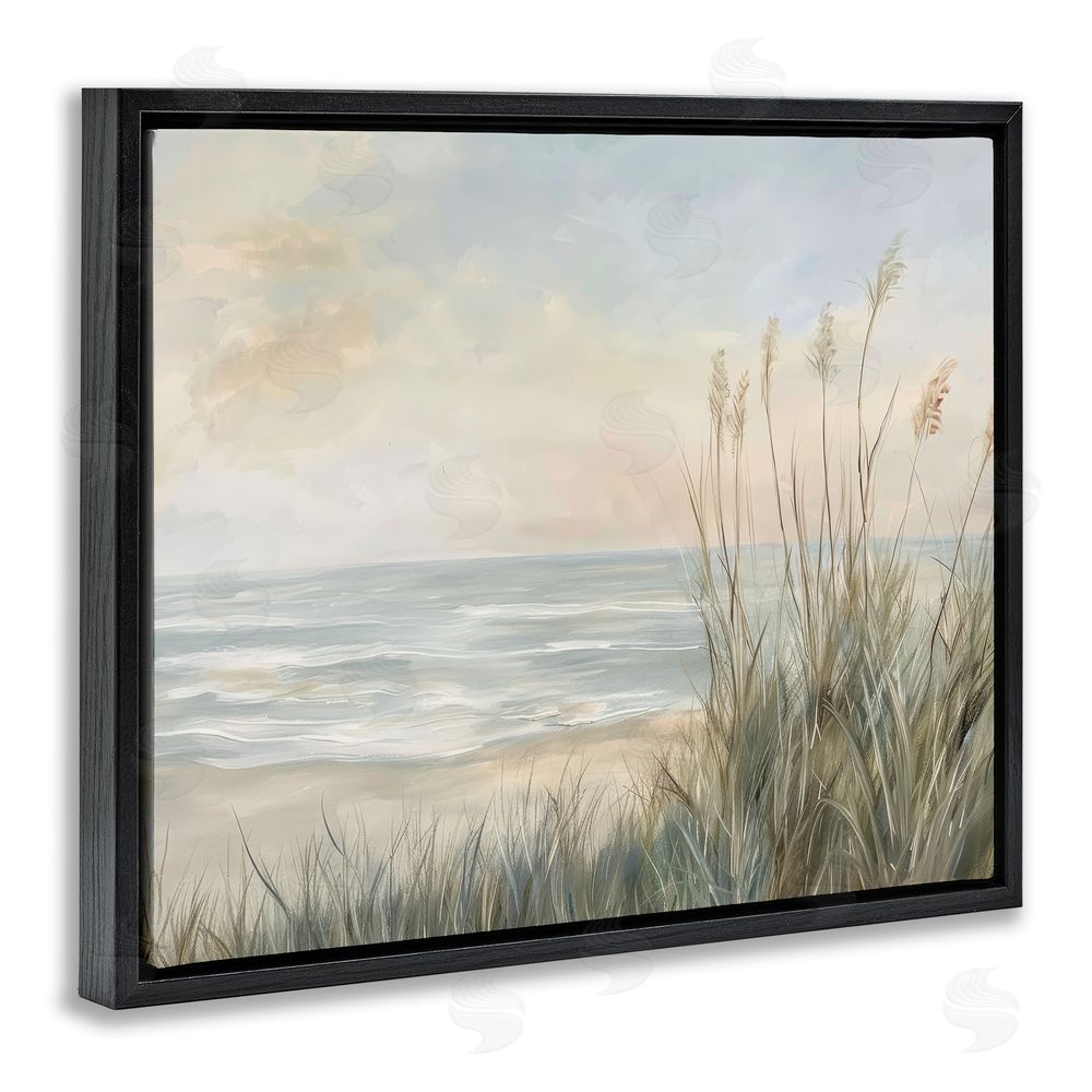 Petal Prints Design Scenic Beach Dunes at Dawn Black Floating Framed Canvas Wall Art Print