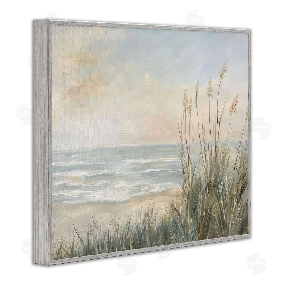 Petal Prints Design Scenic Beach Dunes at Dawn Gray Framed Giclee Wall Art Print