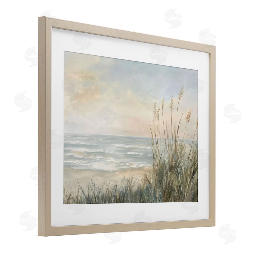 Petal Prints Design Scenic Beach Dunes at Dawn Brown Framed Print Under Glass with White Mat Wall Art