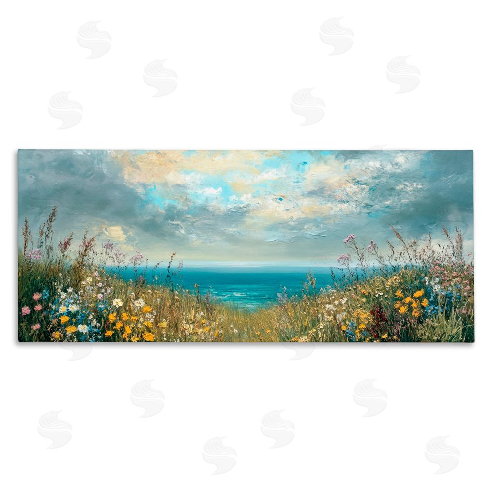 Petal Prints Design Scenic Coastal Flowers In Bloom Stretched Canvas Wall Art Print