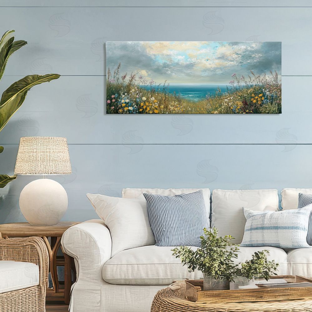 Petal Prints Design Scenic Coastal Flowers In Bloom Stretched Canvas on Wall