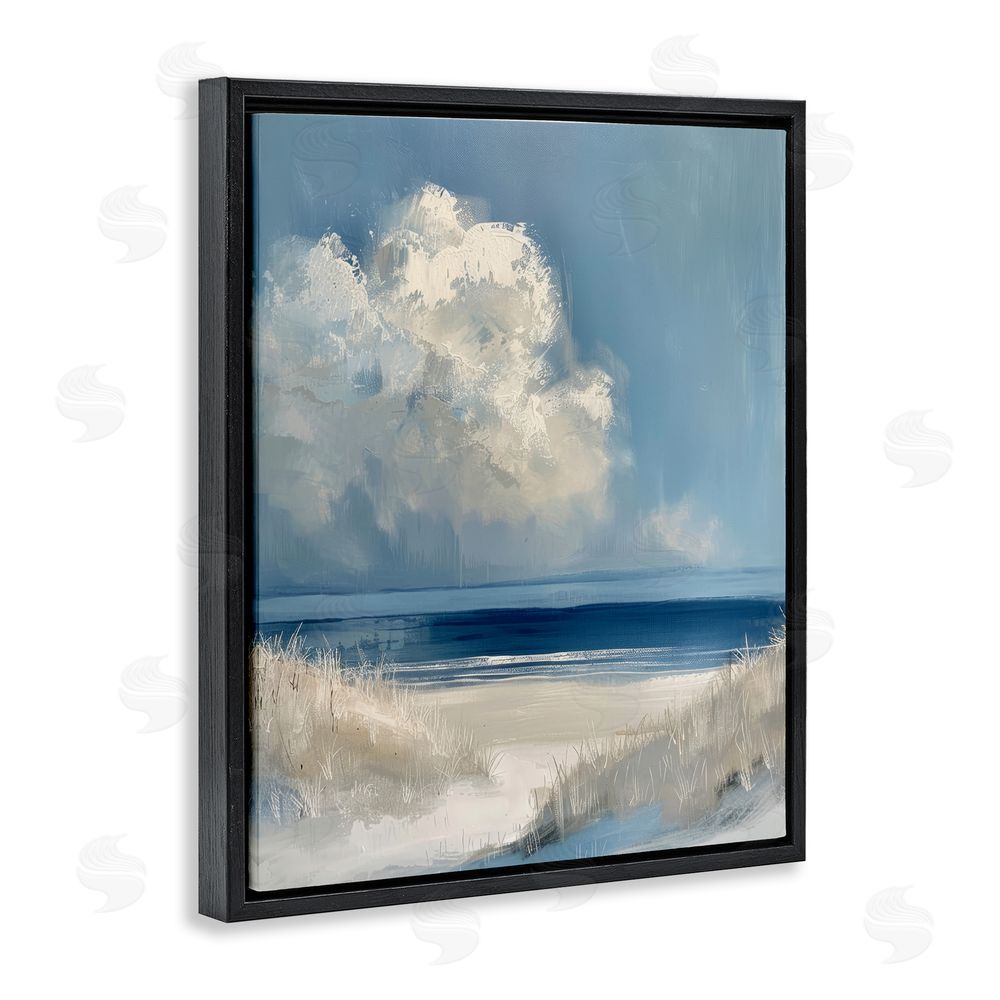 Petal Prints Design Dark Waters Ahead Black Floating Frame Canvas Wall Art Print