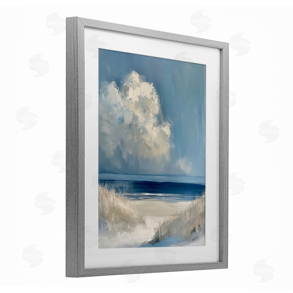 Petal Prints Design Dark Waters Ahead Gray Framed Print Under Glass Wall Art