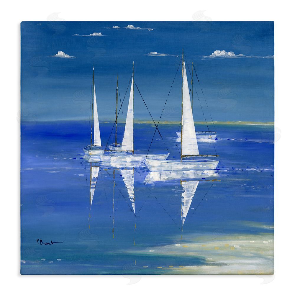 Paul Brent Serenity Sailboats Reflected on Water Stretched Canvas Wall Art Print