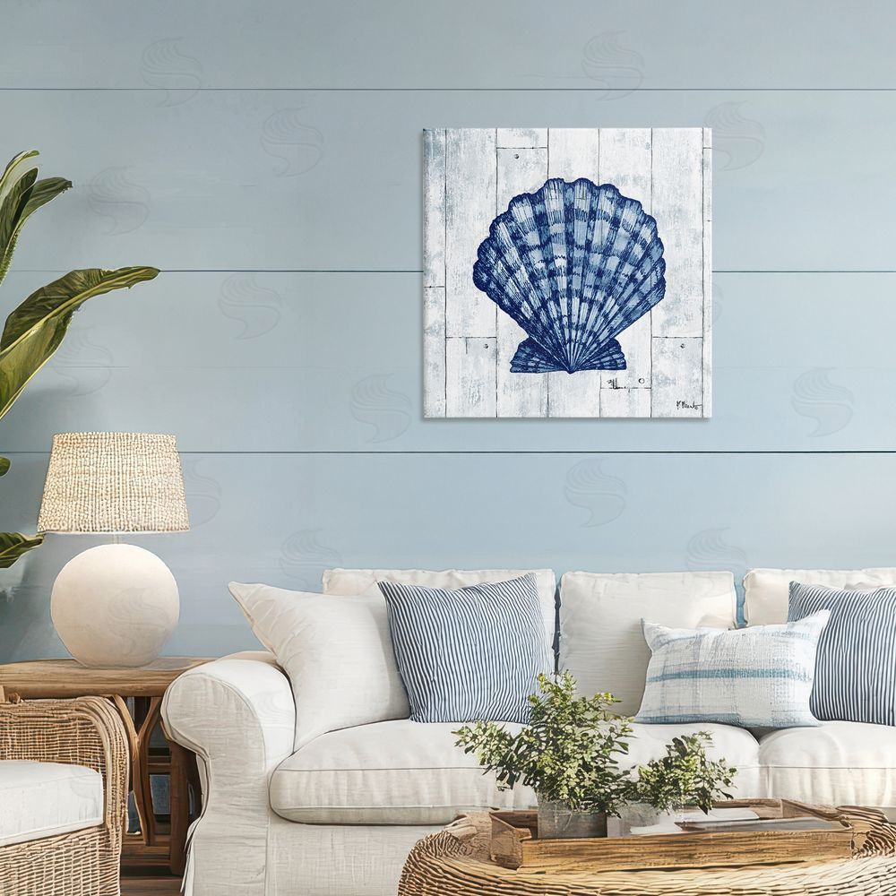 Paul Brent Coastal Timberland Scallop Stretched Canvas Wall Art in Room