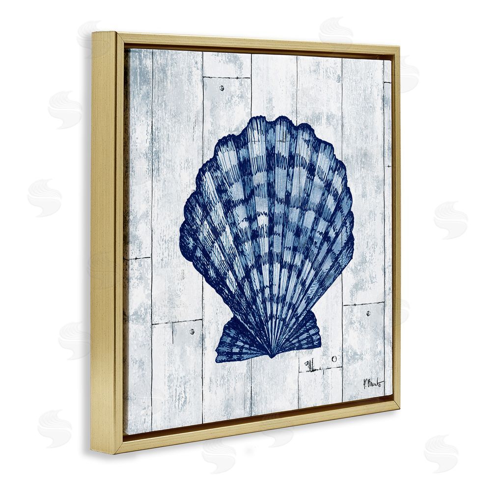 Paul Brent Coastal Timberland Scallop Gold Floating Frame Canvas Wall Art Print