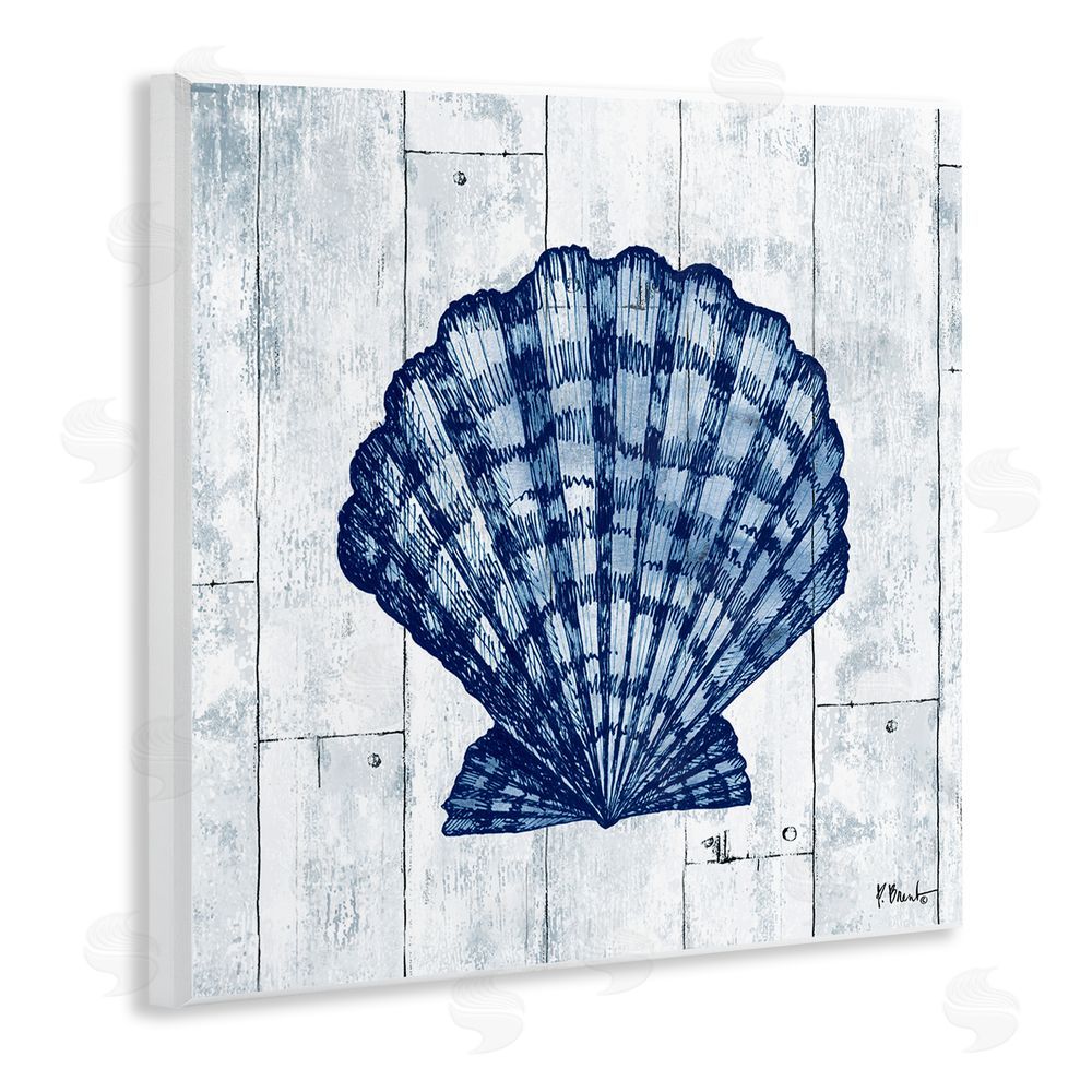 Paul Brent Coastal Timberland Scallop Wall Plaque with Fixed Lithograph Print