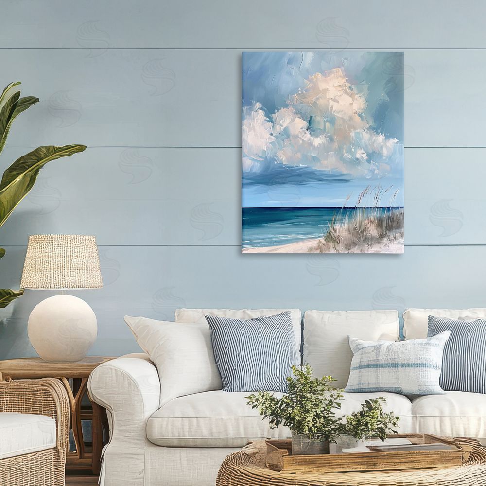 Petal Prints Design A Storm Is Coming on Beach Stretched Canvas Wall Art Print in Room