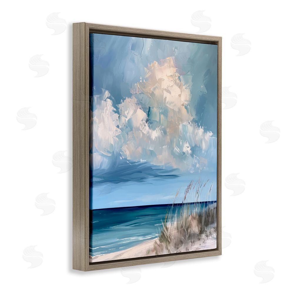 Petal Prints Design A Storm Is Coming on Beach Brown Floating Frame Stretched Canvas Wall Art Print