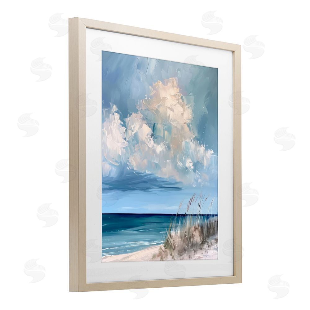 Petal Prints Design A Storm Is Coming on Beach Brown Framed Print Under Glass with Matting Wall Art