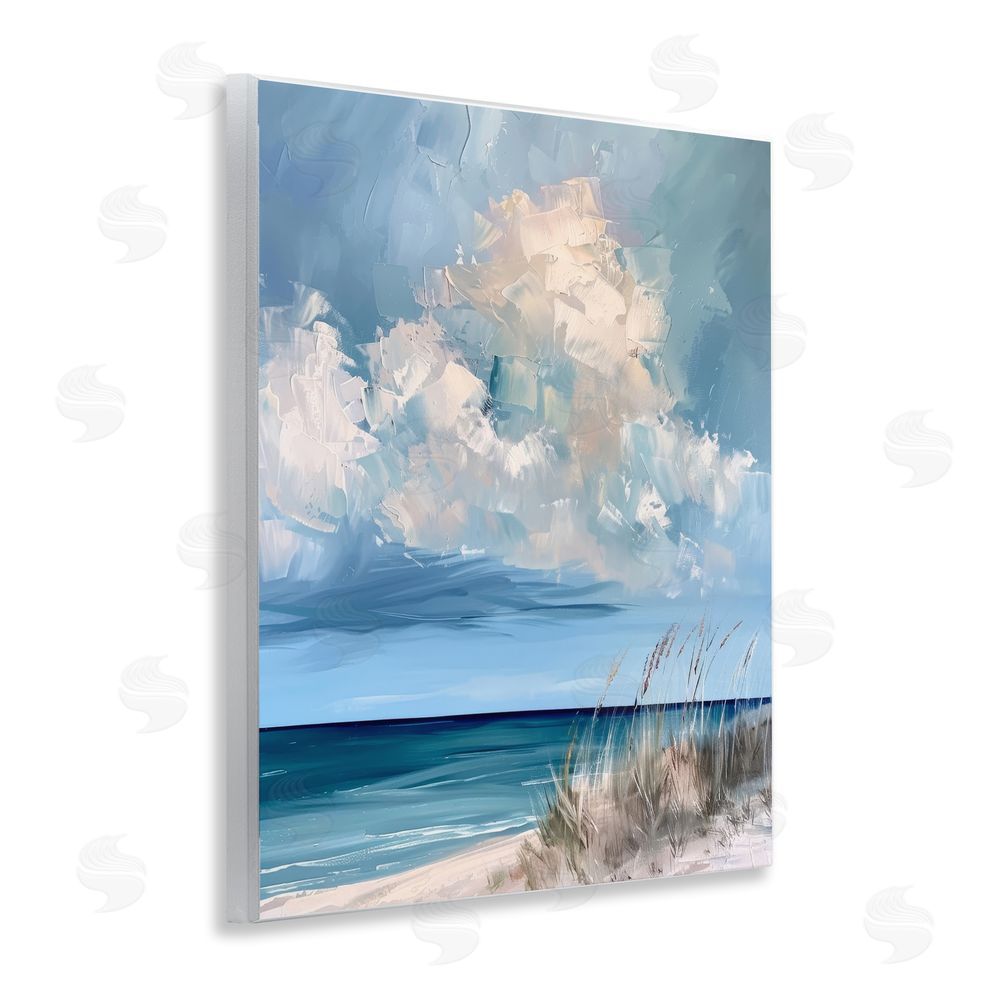 Petal Prints Design A Storm Is Coming on Beach Wall Plaque Art Print with White Foil Wrap