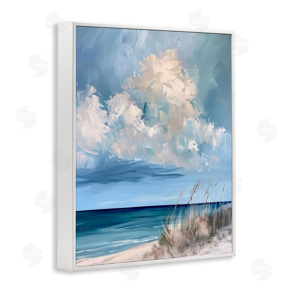 Petal Prints Design A Storm Is Coming on Beach White Framed Giclee Wall Art Print