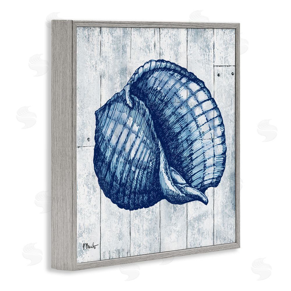 Paul Brent Coastal Timberland Shell Gray Framed Giclee Wall Art Print