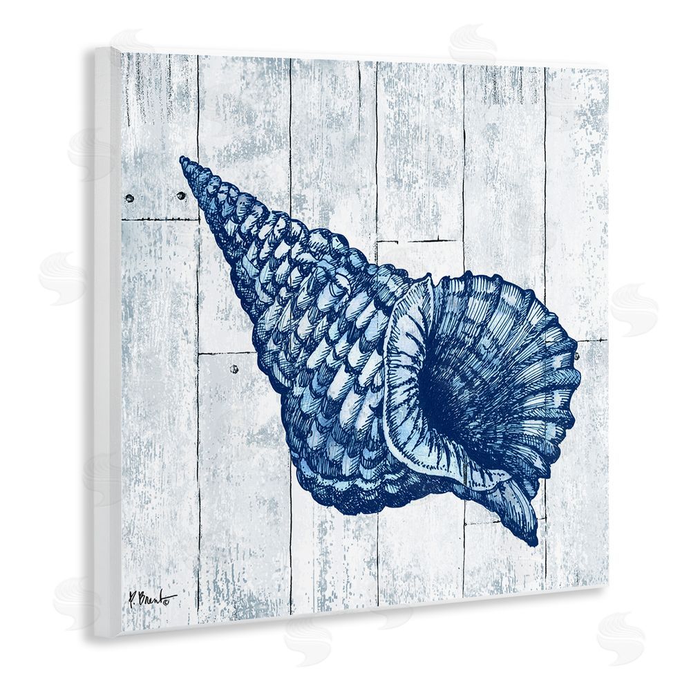 Paul Brent Coastal Timberland Conch Wall Plaque with Fixed Lithograph Print