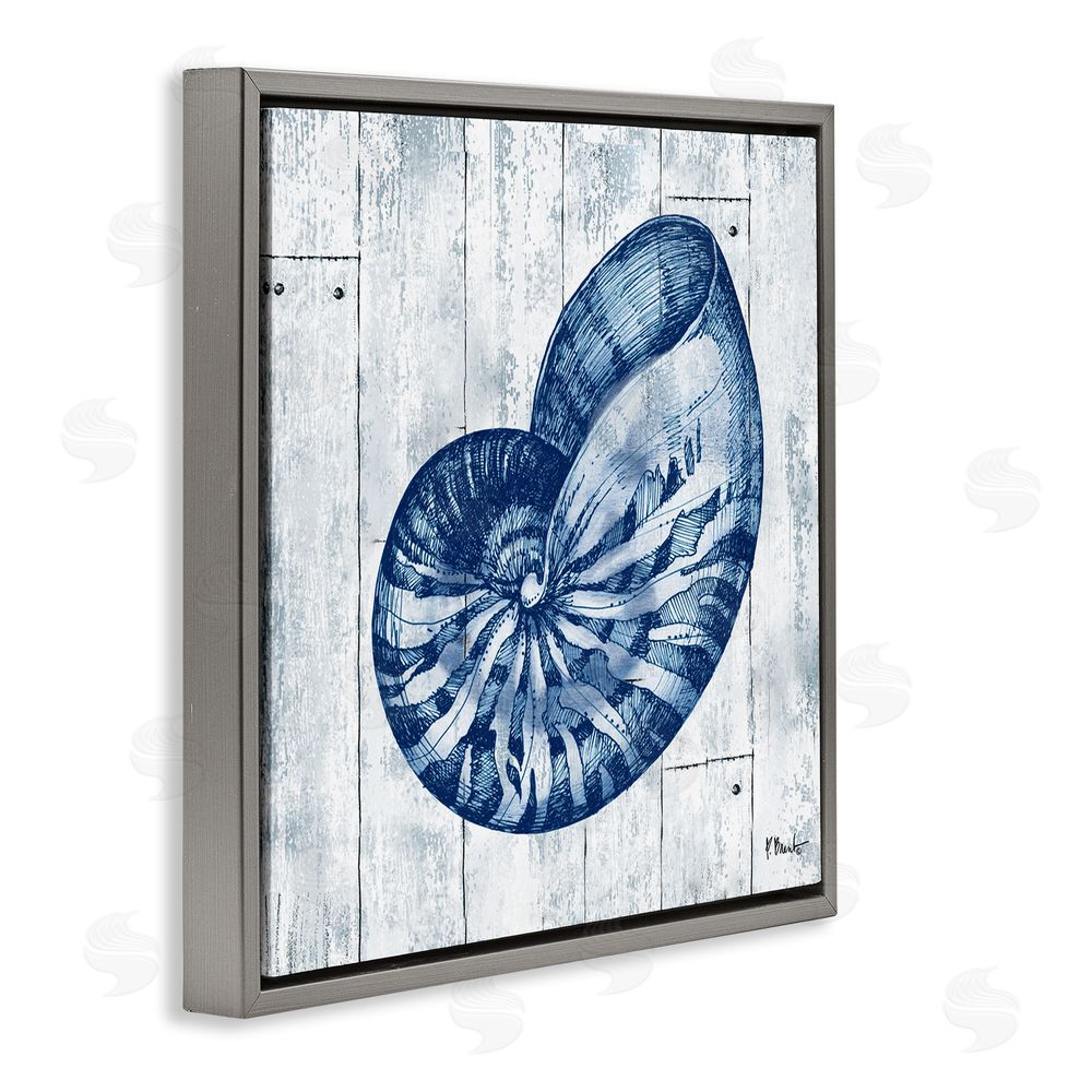 Paul Brent Coastal Timberland Nautilus Gray Floating Frame Canvas Wall Art Print