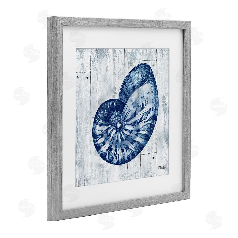 Paul Brent Coastal Timberland Nautilus Gray Framed Print Under Glass Wall Art