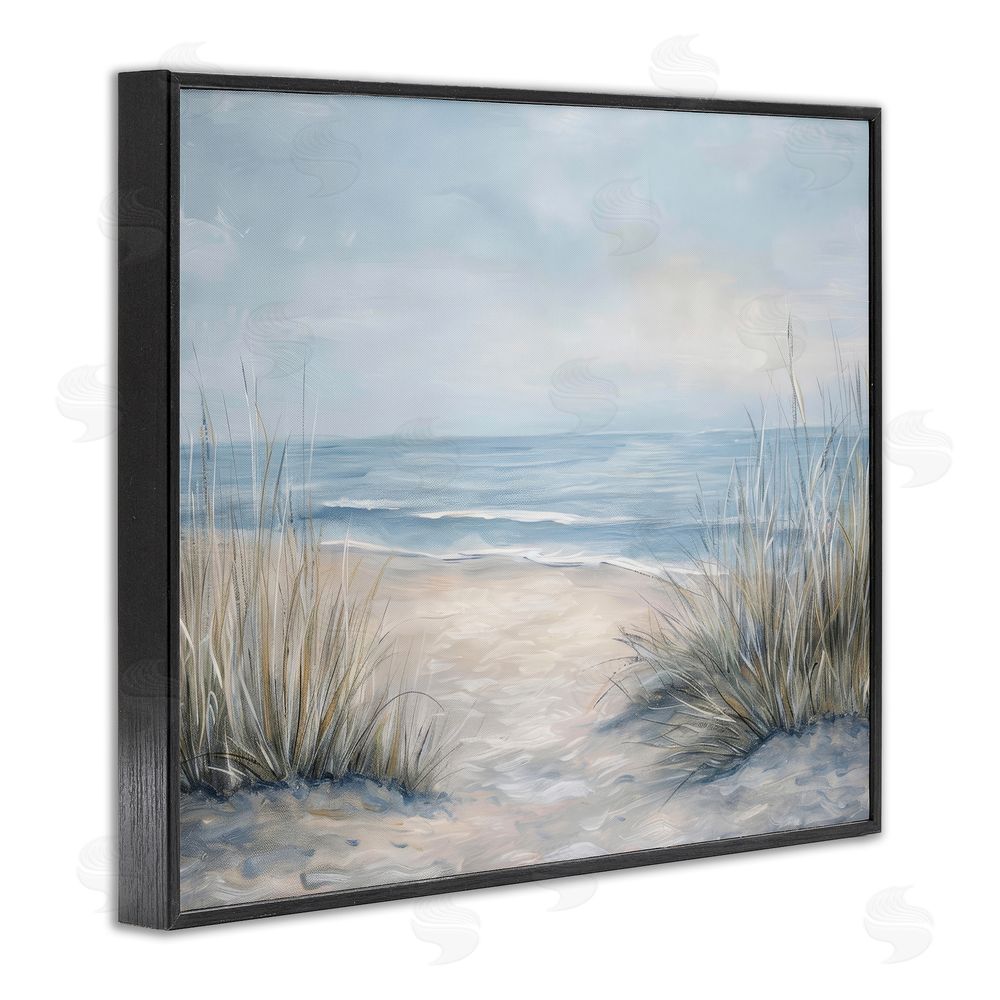 Petal Prints Design To The Beach Tranquil Landscape Black Framed Giclee Wall Art Print