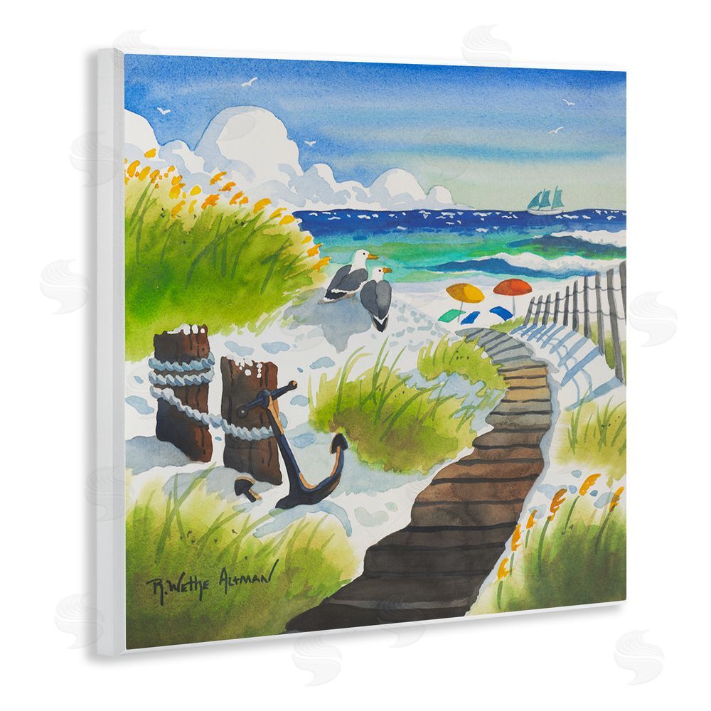 Robin Altman Seagull & Anchor on Shore Wall Plaque Printed Art