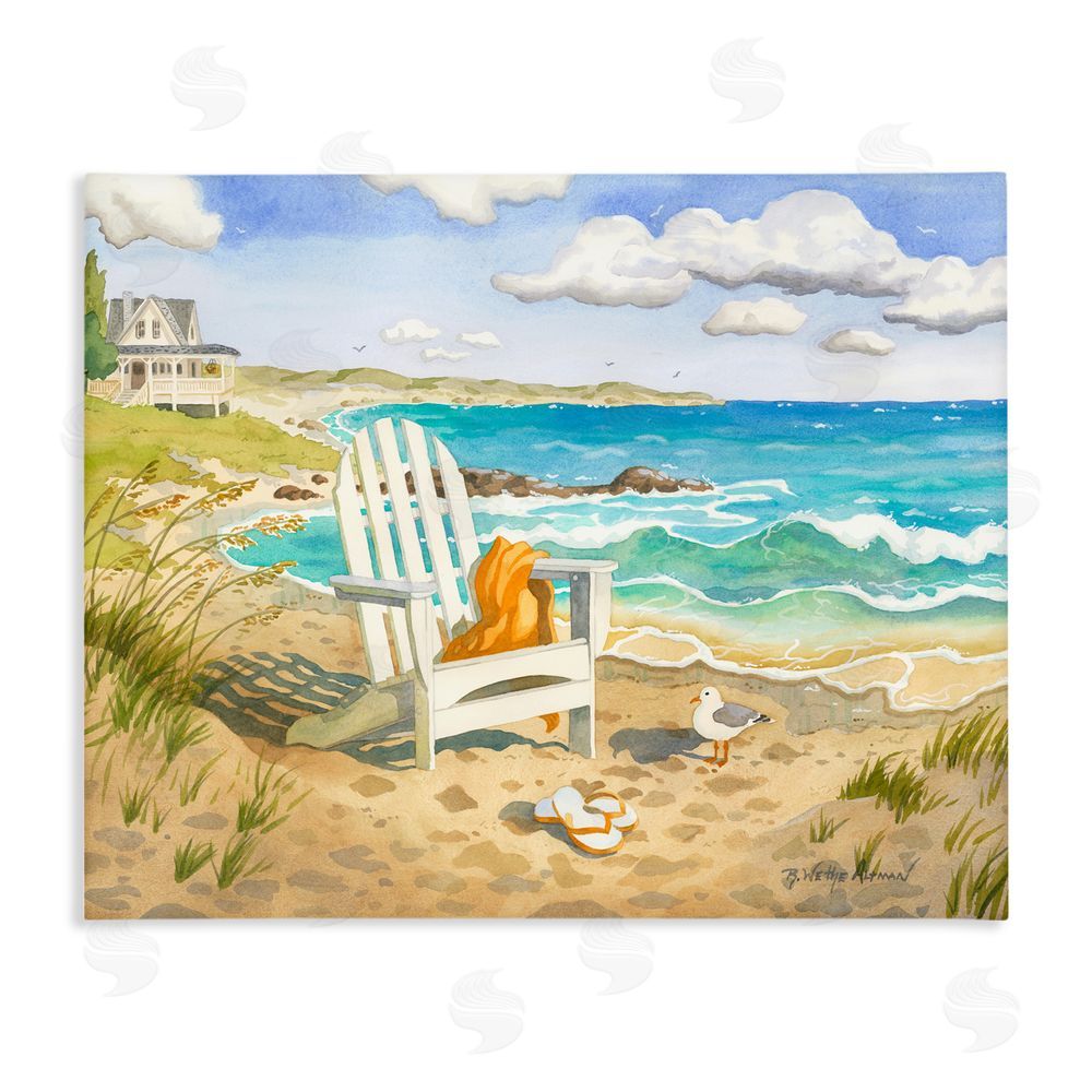 Robin Altman Waiting For You by Beach Stretched Canvas Wall Art Print