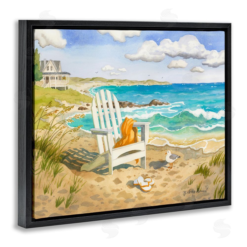 Robin Altman Waiting For You by Beach Black Floating Framed Canvas Wall Art Print