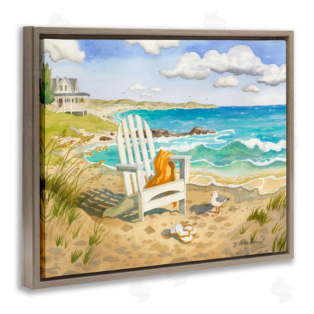 Robin Altman Waiting For You by Beach Brown Floating Framed Canvas Wall Art Print
