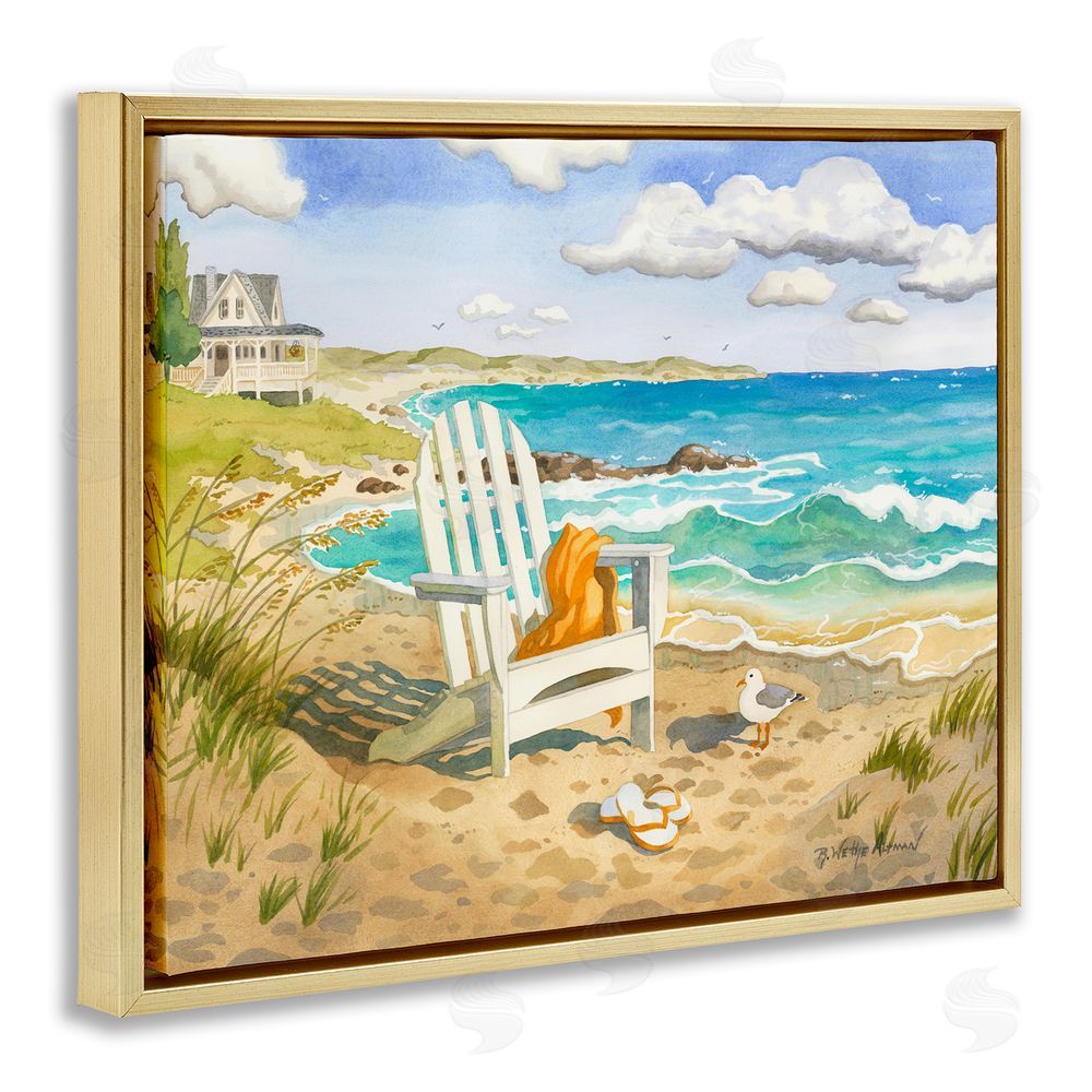 Robin Altman Waiting For You by Beach Gold Floating Framed Canvas Wall Art Print