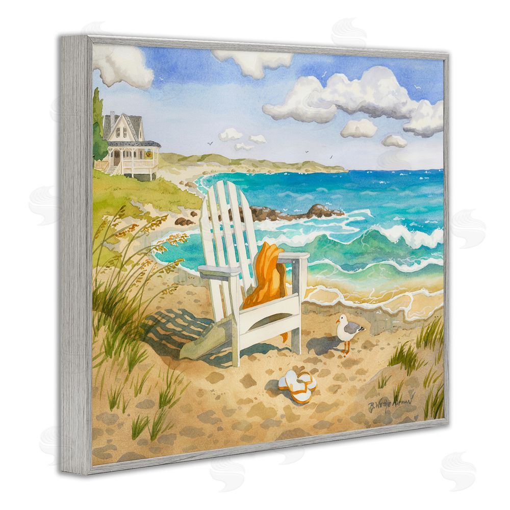 Robin Altman Waiting For You by Beach Gray Framed Giclee Wall Art Print