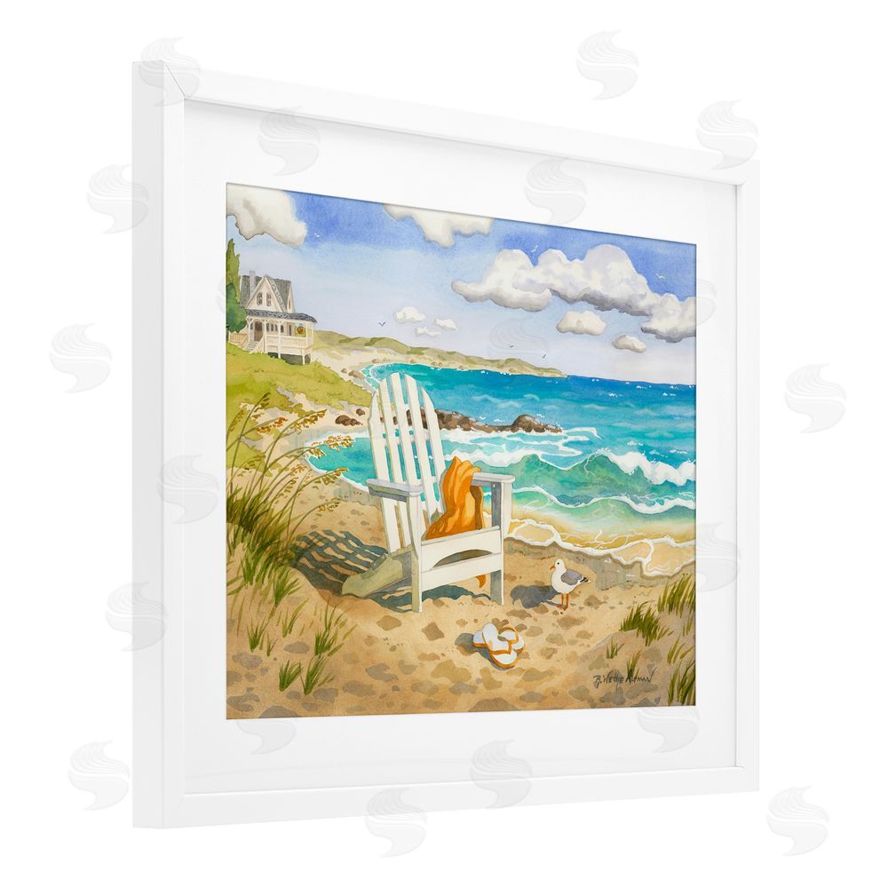 Robin Altman Waiting For You by Beach White Framed Print Under Glass with White Mat Wall Art