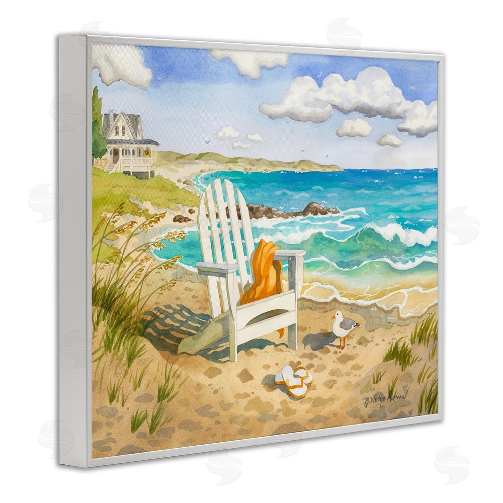 Robin Altman Waiting For You by Beach White Framed Giclee Wall Art Print