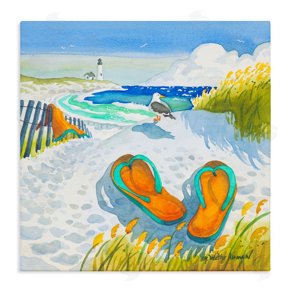 Robin Altman Seagull & Flip Flops Stretched Canvas Wall Art Print