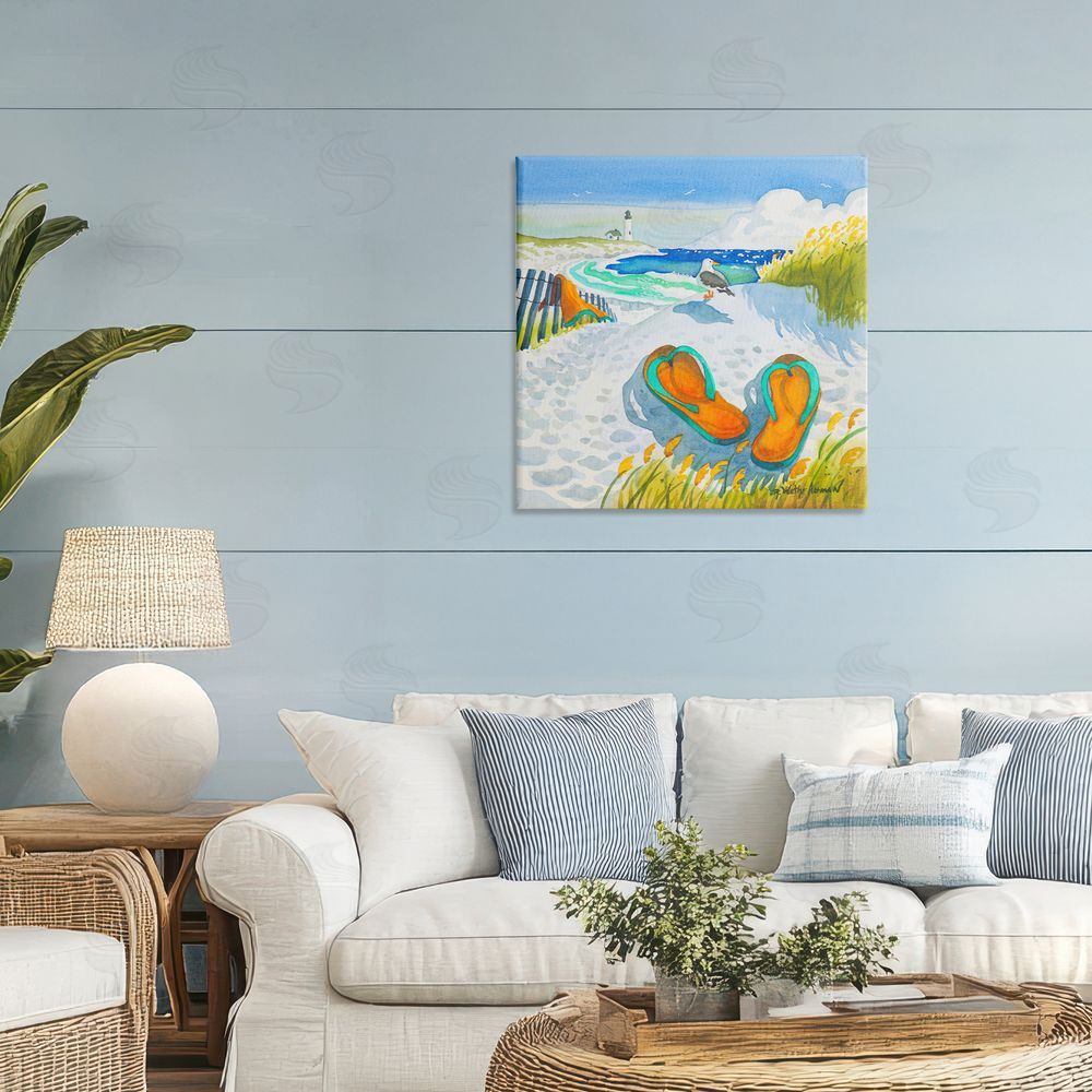 Robin Altman Seagull & Flip Flops Stretched Canvas on Wall