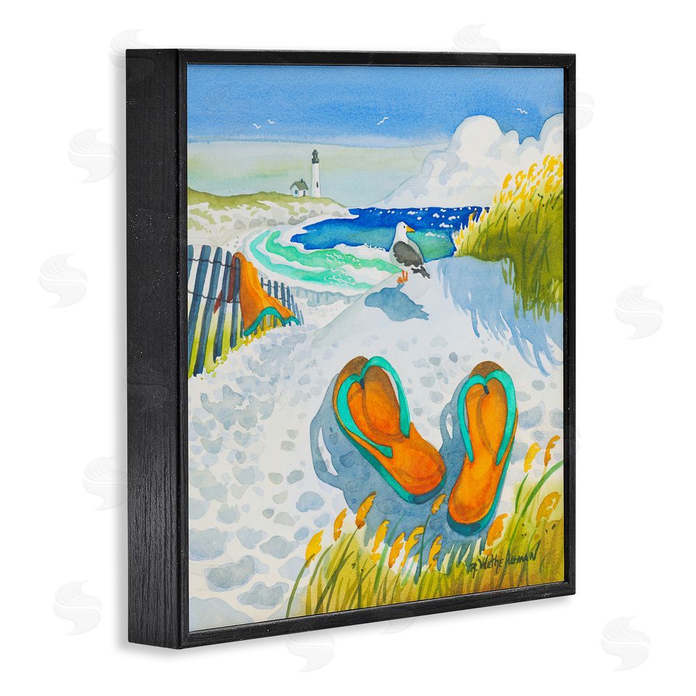 Robin Altman Seagull & Flip Flops Black Framed Giclee Wall Art Print