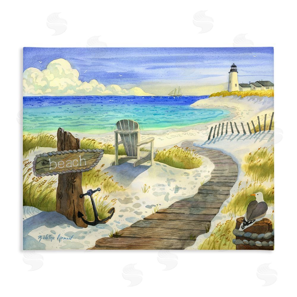 Robin Altman Boardwalk To The Lighthouse Stretched Canvas Wall Art Print
