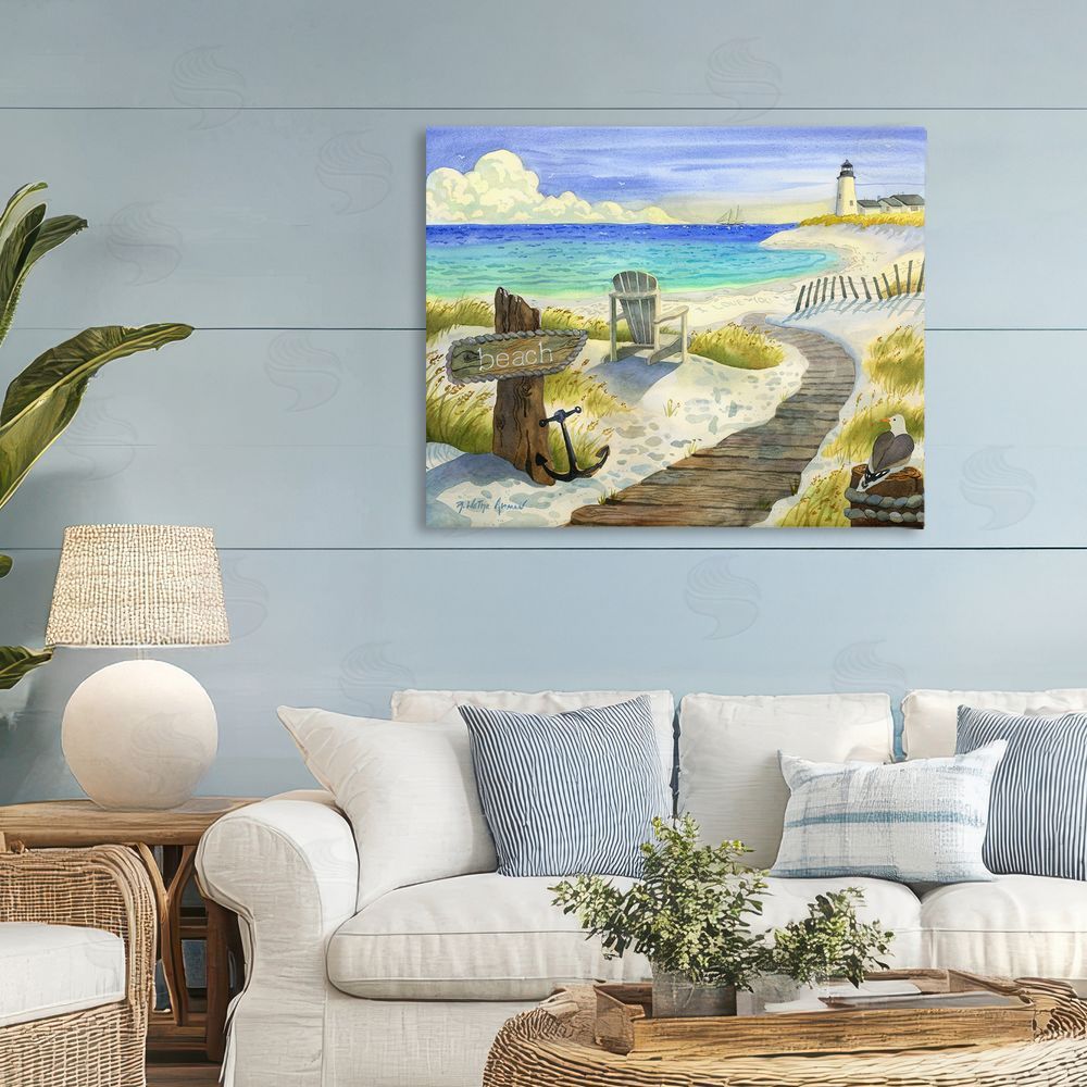 Robin Altman Boardwalk To The Lighthouse Stretched Canvas Wall Art Print in Room