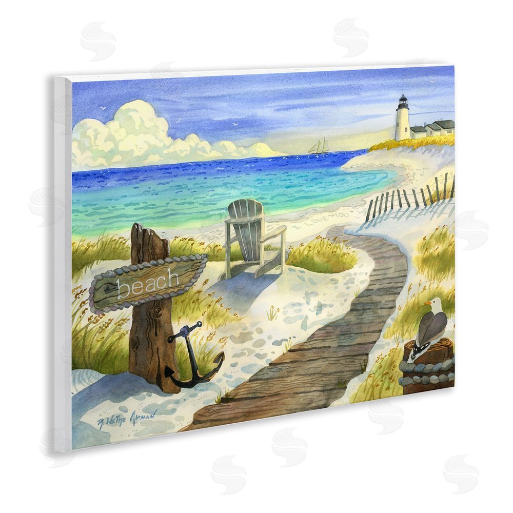 Robin Altman Boardwalk To The Lighthouse Wall Plaque Art Print with White Foil Wrap