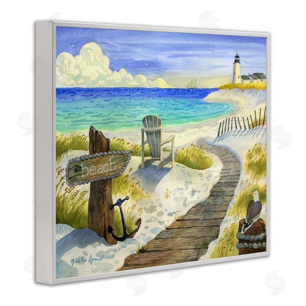Robin Altman Boardwalk To The Lighthouse White Framed Giclee Wall Art Print