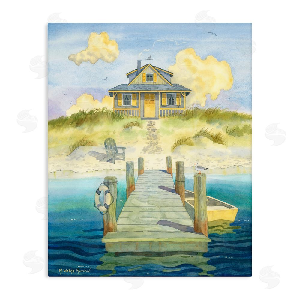 Robin Altman Welcome Seaside Retreat Cottage Stretched Canvas Wall Art Print