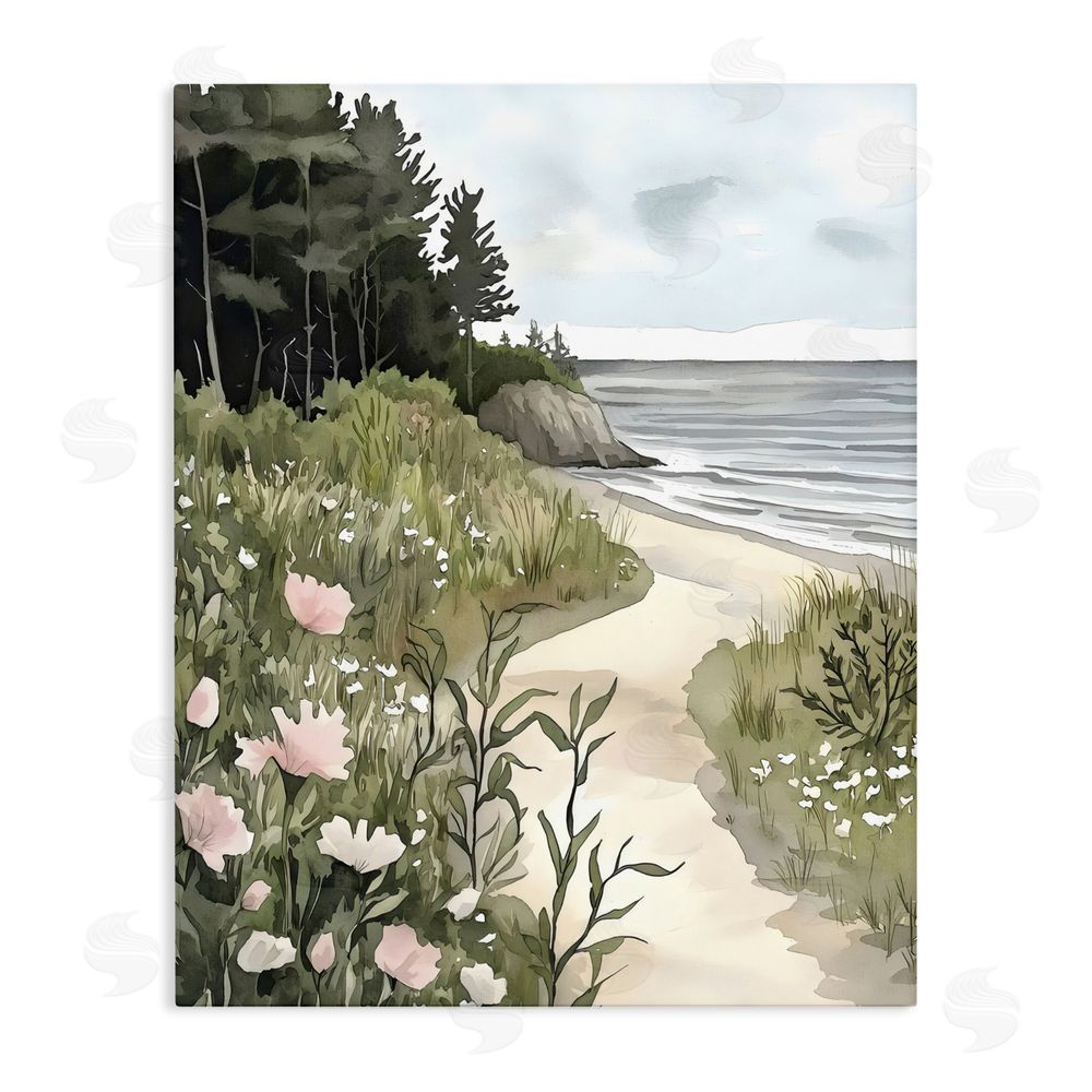 Riley B Coastal Calm Floral Pathway Stretched Canvas Wall Art
