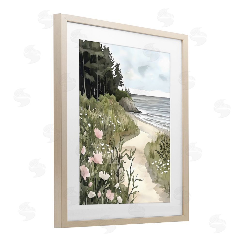 Riley B Coastal Calm Floral Pathway Brown Framed Print Under Glass Wall Art