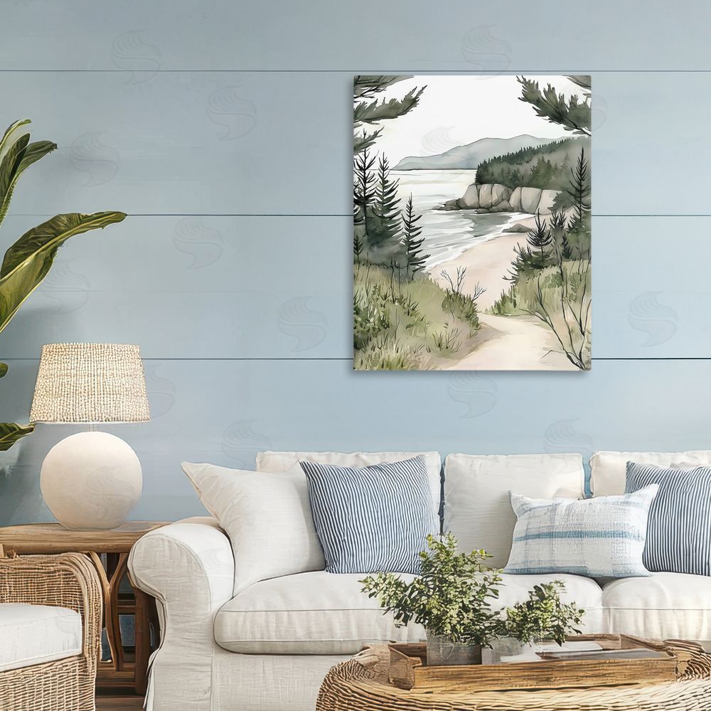 Riley B Coastal Calm Winding Path Stretched Canvas Wall Art in Room